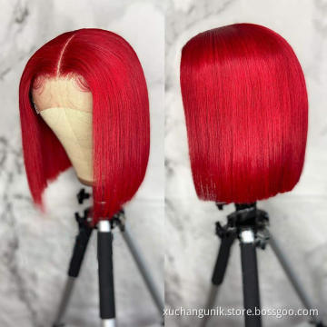 Wholesale Human Hair Colorful Bob Wig For Women,Pre Plucked Mink Brazilian Hair Bob Wigs,Red Orange Pink Purple Cut Bob Wigs